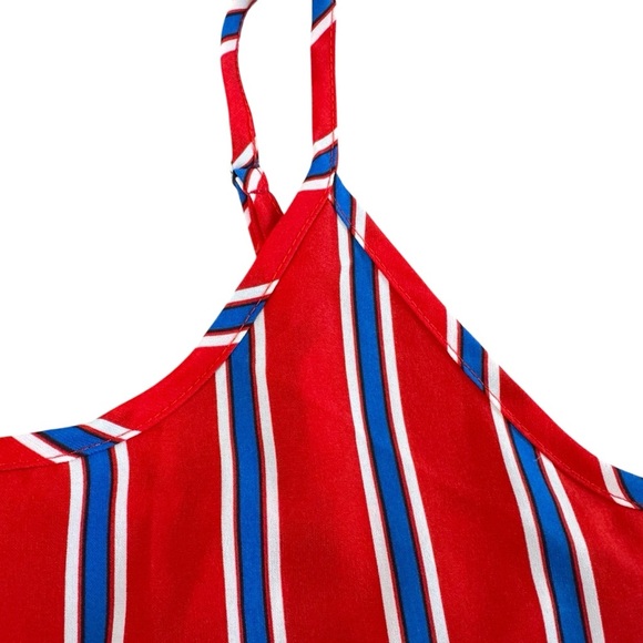 Vintage spaghetti strap top Striped Red white Blue Women's Top made in USA S 872 - Picture 2 of 10